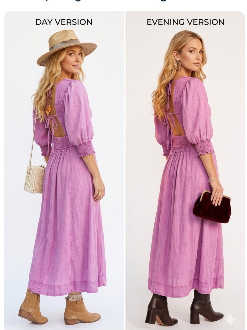 The Free String of Hearts Maxi Dress Open-Back Puff Sleeves Color Spring Crocus